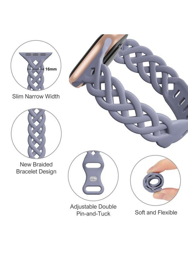 iWabcertoo Slim Silicone Bands Compatible with Apple Watch Band 40mm 38mm 41mm 44mm 45mm 46mm 49mm 42mm Women Floral Breathable Braided Lace Thin Sport Strap Replacement Wristbands for iWatch SE Series 11 10 9 8 - Image 2