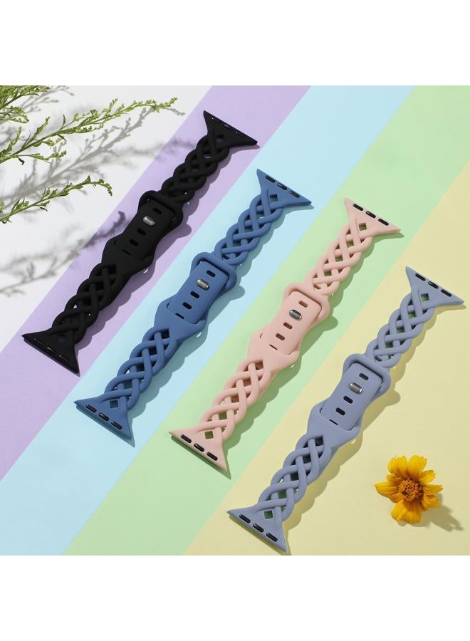 iWabcertoo Slim Silicone Bands Compatible with Apple Watch Band 40mm 38mm 41mm 44mm 45mm 46mm 49mm 42mm Women Floral Breathable Braided Lace Thin Sport Strap Replacement Wristbands for iWatch SE Series 11 10 9 8 - Image 4