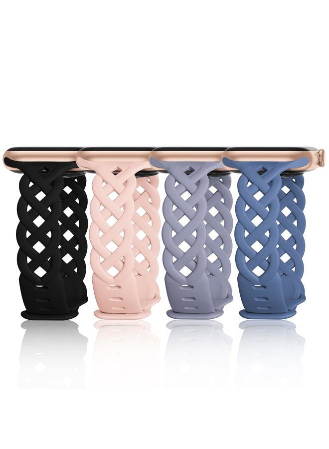 iWabcertoo Slim Silicone Bands Compatible with Apple Watch Band 40mm 38mm 41mm 44mm 45mm 46mm 49mm 42mm Women Floral Breathable Braided Lace Thin Sport Strap Replacement Wristbands for iWatch SE Series 11 10 9 8 - Image 1