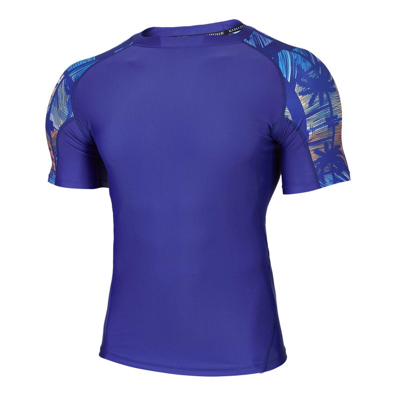 ADOREISM Mens Swim Shirts Short Sleeve QuickDry UPF 50 Sun Protection Compression BJJ Fishing Rash Guard for Men Tropical Style M