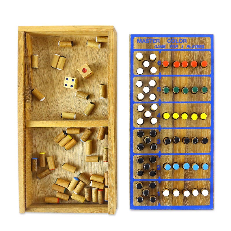NOVICA Multicolor Hand Made Rain Tree Wood Peg Game Code Breaker