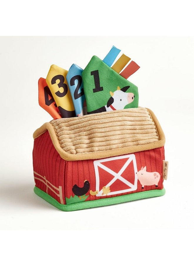 Itzy Ritzy Itzy Ritzy Sensory Scarves - Farm-Themed Put-and-Take Scarf Toy for Babies & Toddlers; Teaches Animals, Numbers, Colors & Textures; Features Soft Satin Scarves with Crinkle Sounds (Farm)  - Image 1