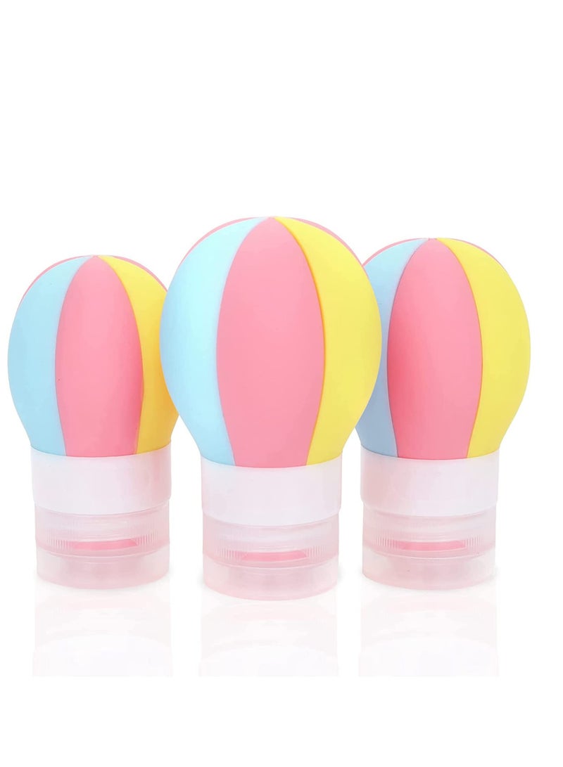 SYOSI Silicone Travel Bottles, 3 Pcs Hot Air Balloon TSA Approved Travel Size Toiletries, 50/70/100ml Leak Proof Squeezable Travel Essentials Accessories Refillable Silicone Shower Gel Containers - Image 1