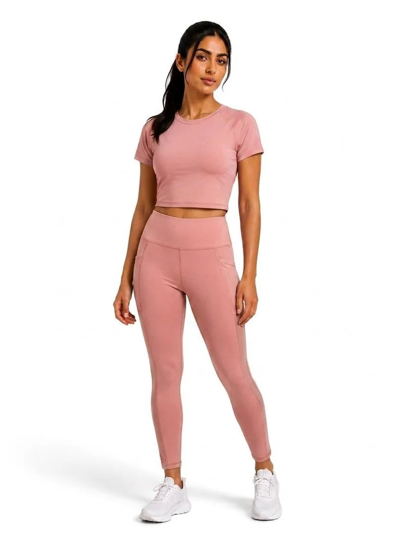 Moveletix pink Women's Training Leggings Mesh Side with Pocket Pink Luxe Soft for Women | Best Price UAE