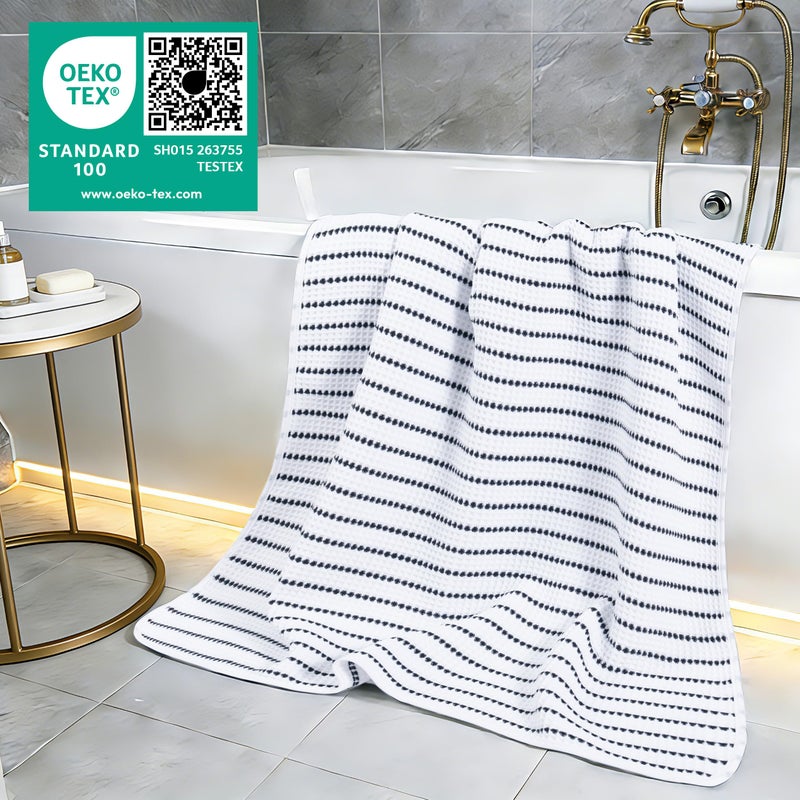 POLYTE 430 GSM Microfiber Oversize Quick Dry Lint Free Bath Towel, 60 x 30 in, 4 Pack (Waffle Weave) - Image 5