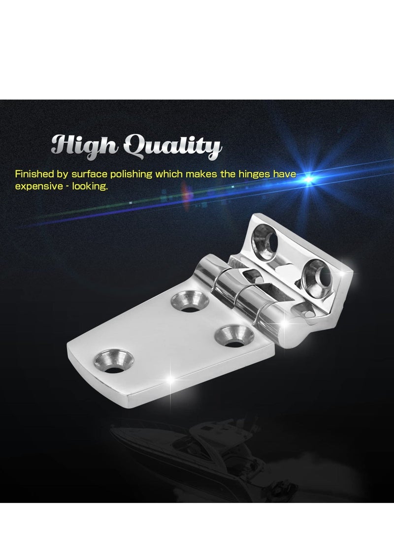 Heavy Duty Boat Hinge, 2pcs Cabinet Deck Cabinet Boat Hinge, Steel Mirror Polished Marine Hinge Hatch Offset Short Side SUS316(1.51 inch x 2.62 inch)  - Image 2