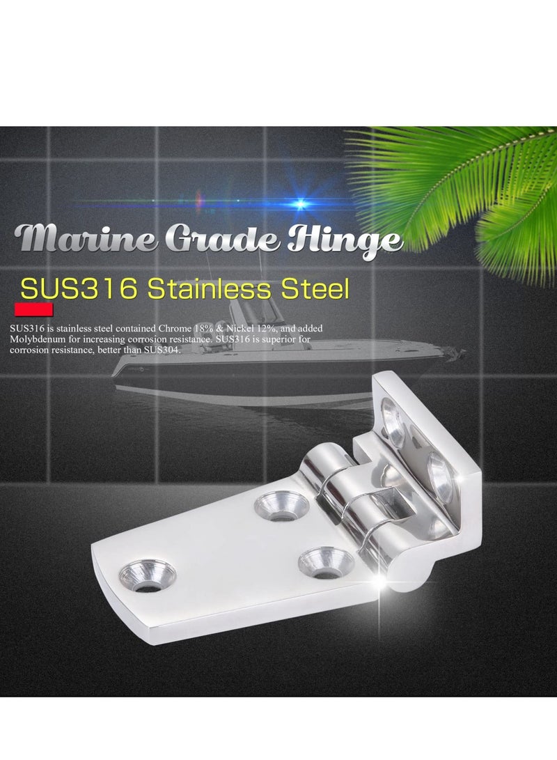 Heavy Duty Boat Hinge, 2pcs Cabinet Deck Cabinet Boat Hinge, Steel Mirror Polished Marine Hinge Hatch Offset Short Side SUS316(1.51 inch x 2.62 inch)  - Image 5