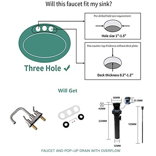 WOWOW Centerset Bathroom Faucet Brushed Nickel: 4 Inch Bathroom Sink Faucets with Lift Rod Drain Assembly Vanity Faucet 2 Handle High Arc Taps Modern - Image 5