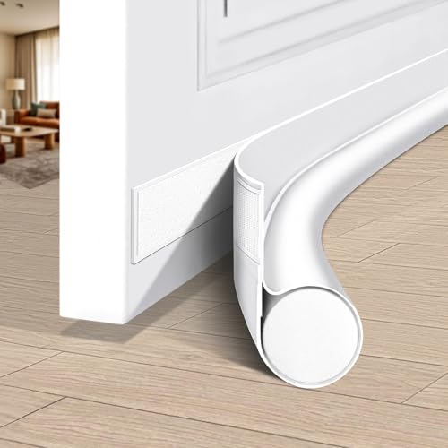 HomeProtect Under Door Draft Stopper Weather Stripping Door Seal Door Sweep Reduce Cold Air Front Soundproof Draft Blocker for Bottom of Door Suitable for Interior/Exterior,White - Image 1
