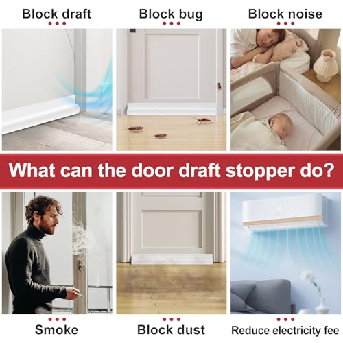 HomeProtect Under Door Draft Stopper Weather Stripping Door Seal Door Sweep Reduce Cold Air Front Soundproof Draft Blocker for Bottom of Door Suitable for Interior/Exterior,White - Image 4