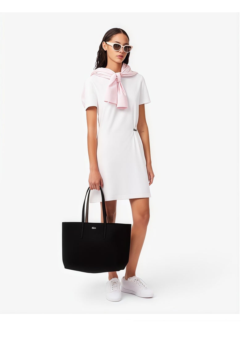 لاكوست حقيبة يد نسائية مزدوجة الوجهين بلونين سعة كبيرة، عصرية متعددة الوظائف، أسود/بني - Image 3