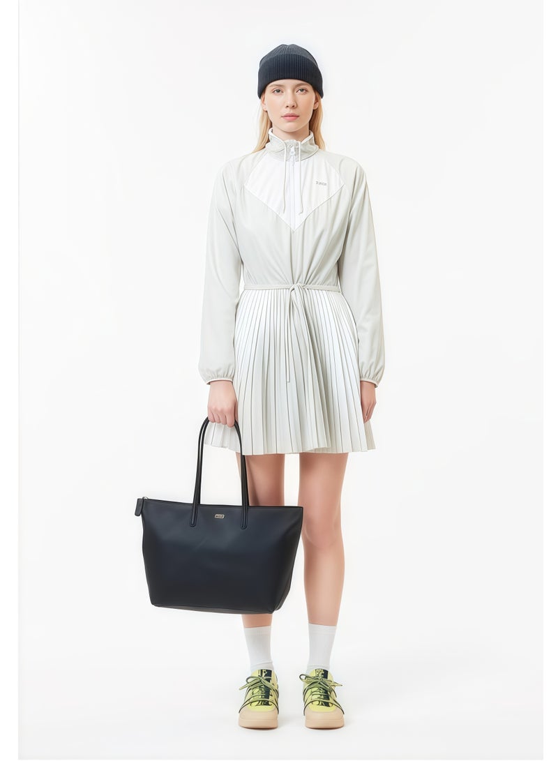 لاكوست حقيبة يد نسائية مزدوجة الوجهين بلونين سعة كبيرة، عصرية متعددة الوظائف، أسود/بني - Image 4