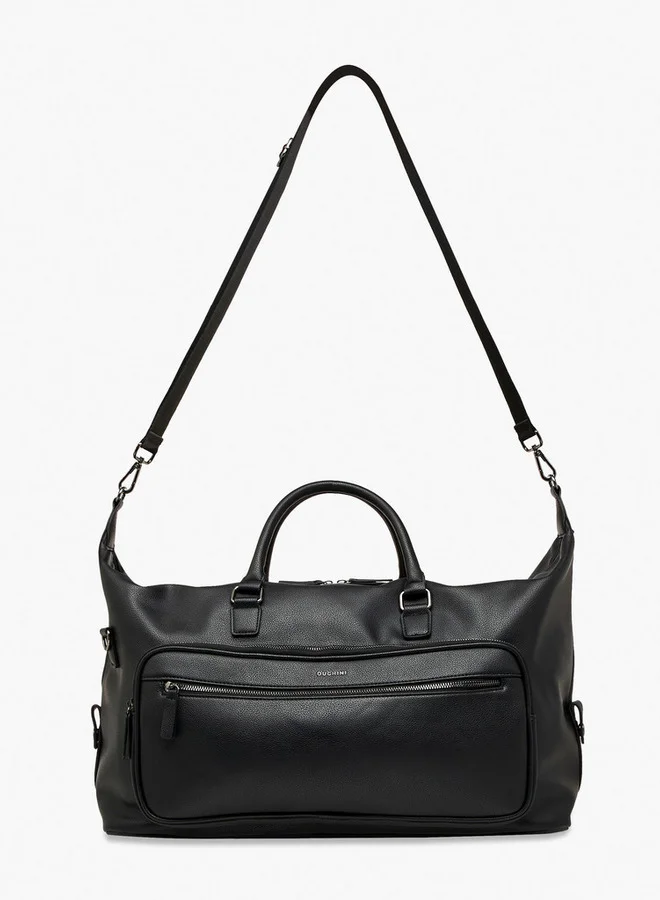 دوتشيني Textured Duffle Bag with Detachable Strap and Double Handle