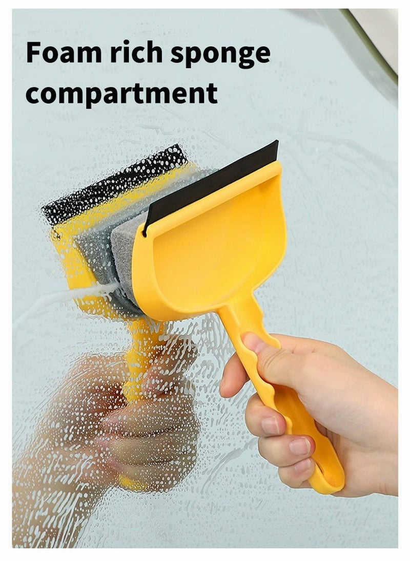 واي آند دي Glass Cleaning Brush, 2 in 1 Portable Double Sided Window Squeegee Tool Washing Equipment Sponge Automobile Wiper, Scrubber for Car and Household  - Image 3