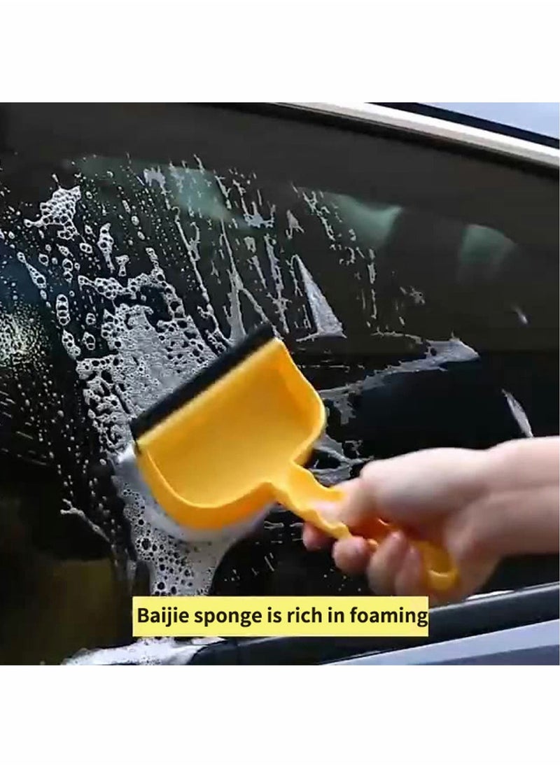واي آند دي Glass Cleaning Brush, 2 in 1 Portable Double Sided Window Squeegee Tool Washing Equipment Sponge Automobile Wiper, Scrubber for Car and Household  - Image 2