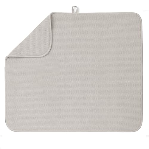 Bellemain XXL Dish Mat Microfiber Dish Drying Mat Super absorbent Light Grey 16 x 18