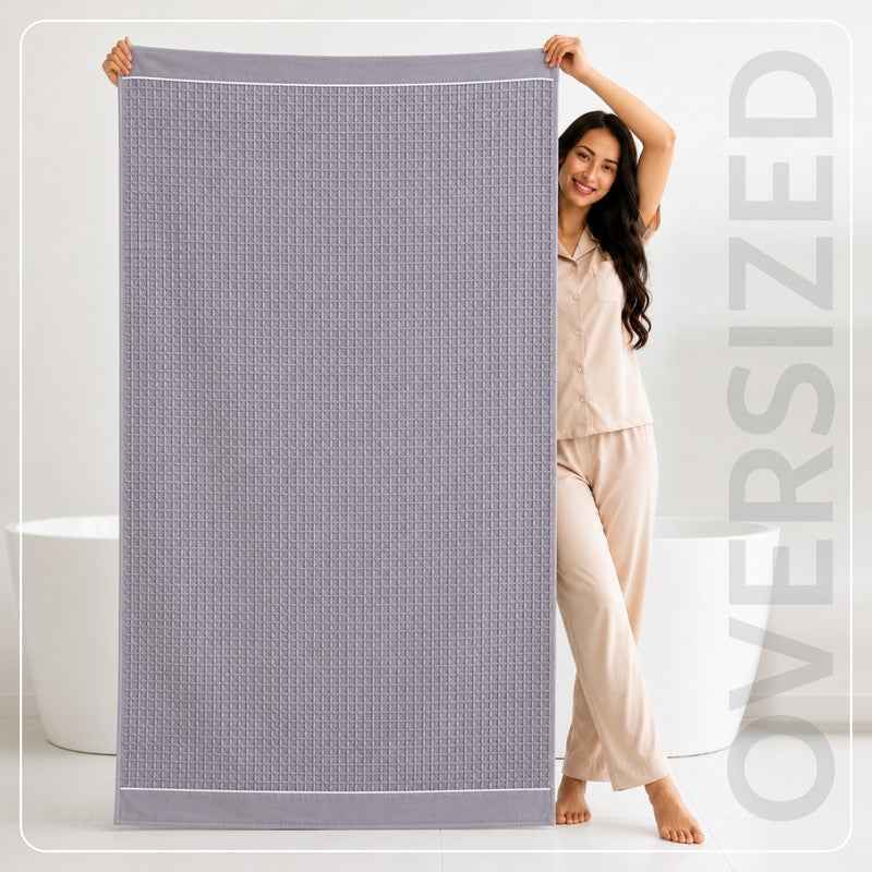 Donetella Bath Sheet (2 Piece, 90x180 cm) – Microfiber 310 GSM Waffle Weave Ultra Soft & Highly Absorbent Quick Dry Large Bath Sheet, Lightweight Solid Bath Sheet for Bathroom, Gym, Spa & Travel. - Image 4