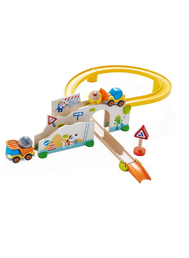 HABA مجموعة HABA Kullerbu في موقع البناء - مجموعة بداية مكونة من 13 قطعة مع 2 مركبة وسقوط كرات مثير - للأعمار من 2 وما فوق - Image 1