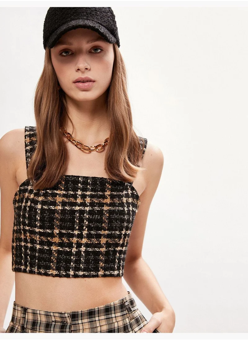 KOTON Crop Tweed Tank Top