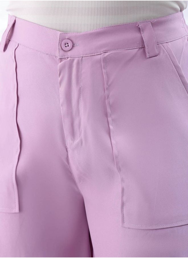 Freehand Women Flared Solid Mid-Rise Elasticated Cargo Trousers  - Image 4