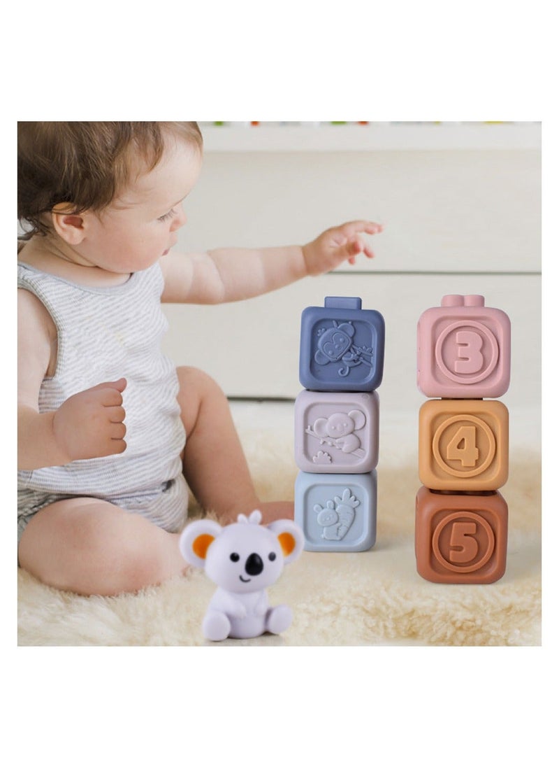 Toddlers Montessori Sensory Toys Infant Baby Stacking and Nesting Soft Building Blocks Baby Chewing Squeeze Toy Learning Educational Bath Toy  - Image 2