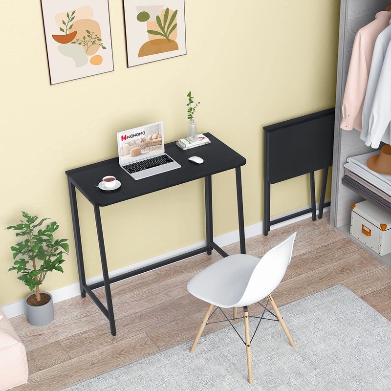 WOHOMO Folding Computer Desk, Small Writing Foldable Desk 31.5", Space-Saving Laptop Table, Easy Assemble Workstation for Home Office,Black - Image 2