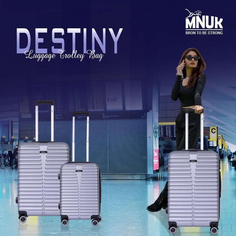 MNUK Destiny Carry-on Luggage | Hardside Soft Handle Trolley with TSA Lock | 360° 4 Wheeler (Silver, Checked Luggage 28- Inch) - Image 5