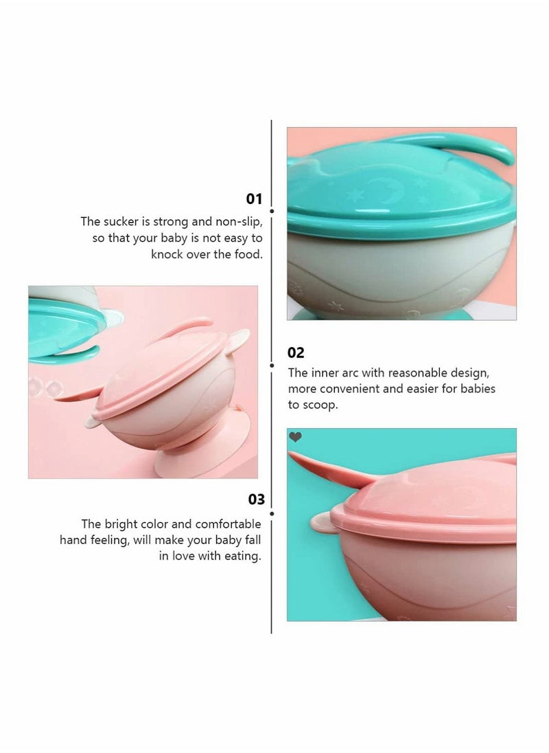SYOSI - 2 Sets Baby Feeding Bowls Suction Toddler Bowls Portable Dinner Suction Plates Tablewarefor Children Babies Kids (Pink+Green) - Image 1