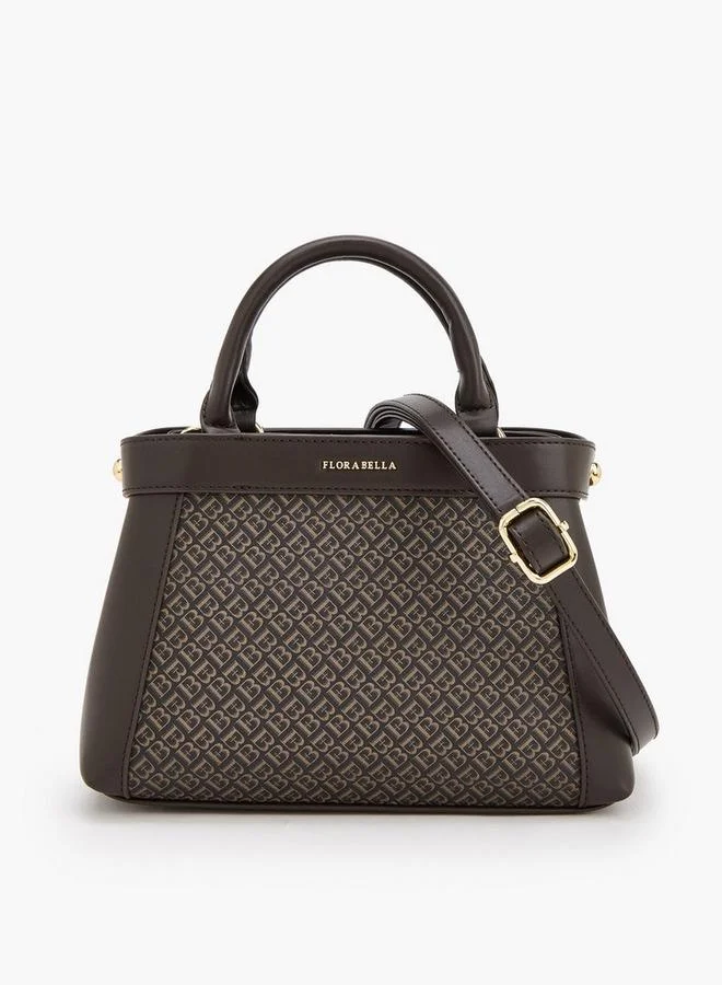 Monogram Print Tote Bag With Detachable Strap