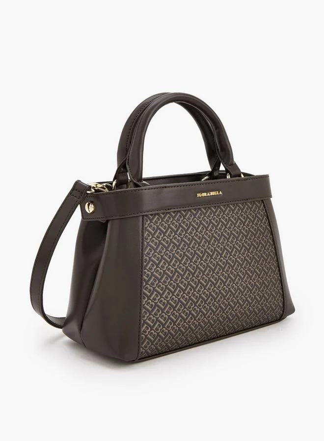 Flora Bella By Shoexpress BROWN Monogram Print Tote Bag With Detachable Strap for Women | Best Price UAE