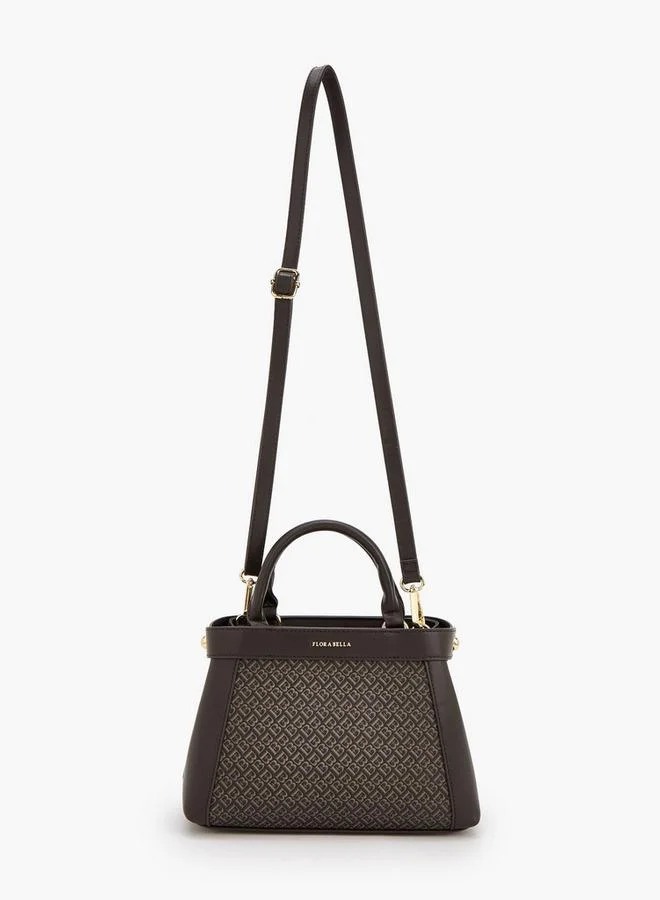 Flora Bella By Shoexpress BROWN Monogram Print Tote Bag With Detachable Strap for Women | Best Price UAE