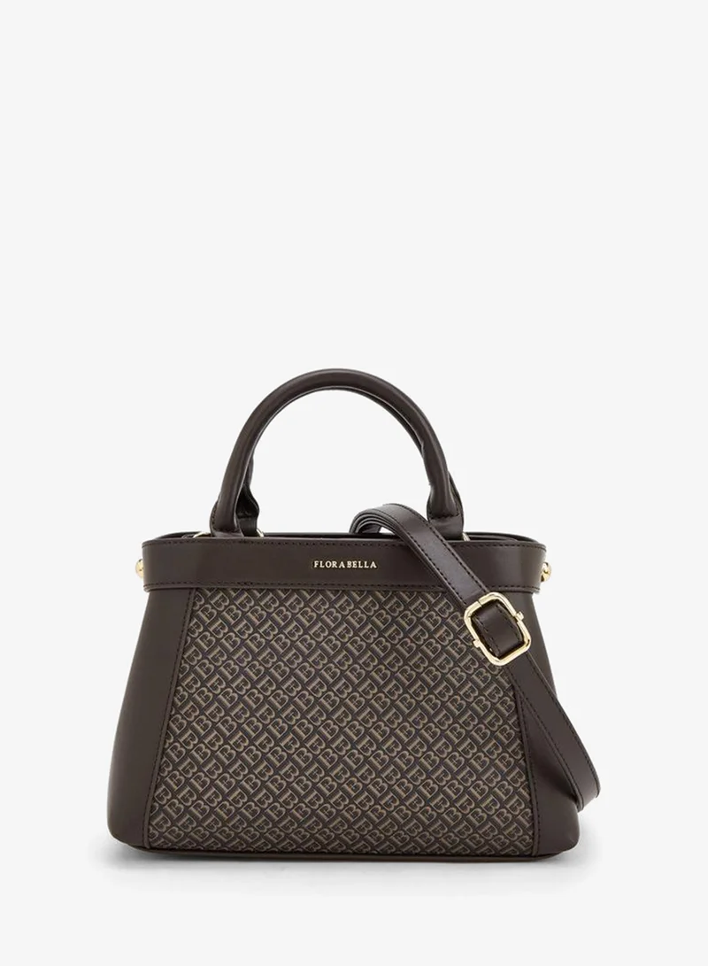 Monogram Print Tote Bag With Detachable Strap