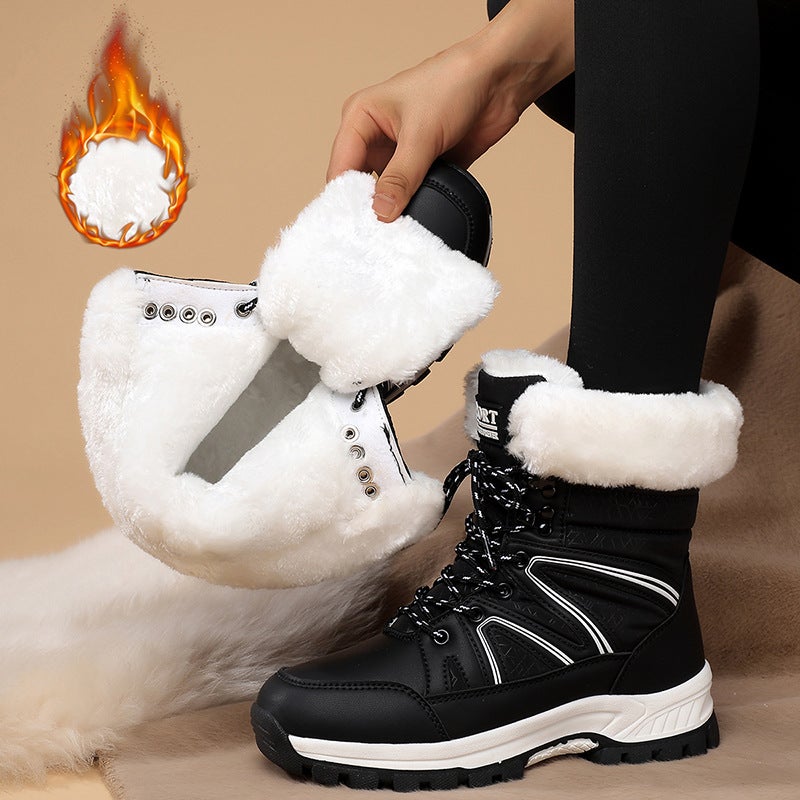 New White Northeast Snow Boots for Women, High-Top, Waterproof, Non-Slip, Fleece-Lined, Warm, Cold-Resistant Cotton Shoes, Cold-Resistant Zero - Image 2