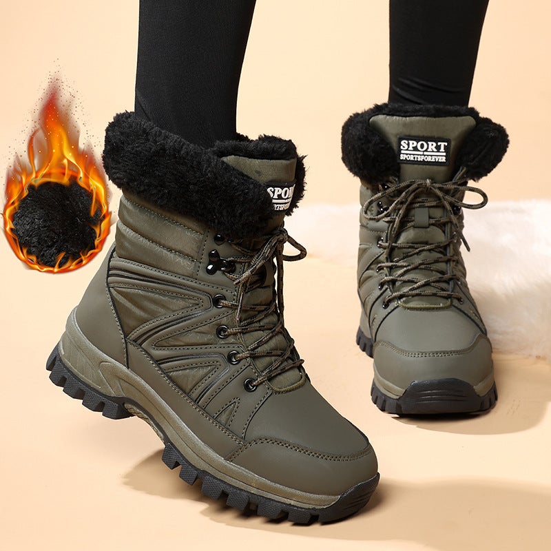 New White Northeast Snow Boots for Women, High-Top, Waterproof, Non-Slip, Fleece-Lined, Warm, Cold-Resistant Cotton Shoes, Cold-Resistant Zero - Image 3