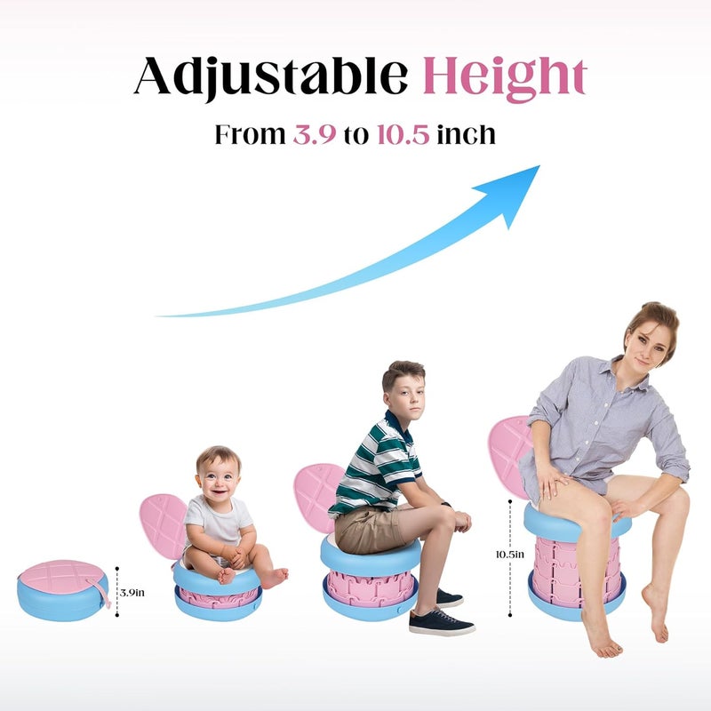 Inmorven Portable Toilet Camping Foldable Potty for Toddler Adults Kids Travel Potty for Car,Camping,Trips,Boat,Indoor,Outdoor Emergency,Travel etc,Adjustable Height Training Toilet Seat. - Image 2