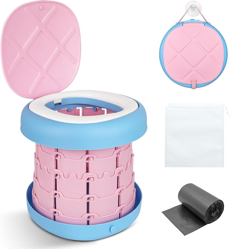 Inmorven Portable Toilet Camping Foldable Potty for Toddler Adults Kids Travel Potty for Car,Camping,Trips,Boat,Indoor,Outdoor Emergency,Travel etc,Adjustable Height Training Toilet Seat. - Image 1