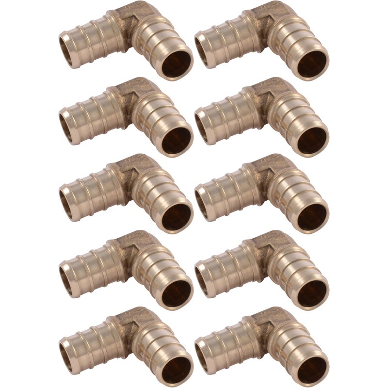 SharkBite زاوية نحاسية بزاوية 90 درجة من شيركبايت 1/2 بوصة، عبوة من 10، ملحقات السباكة، أنبوب PEX، PE-RT، UC248LFA10. - Image 1