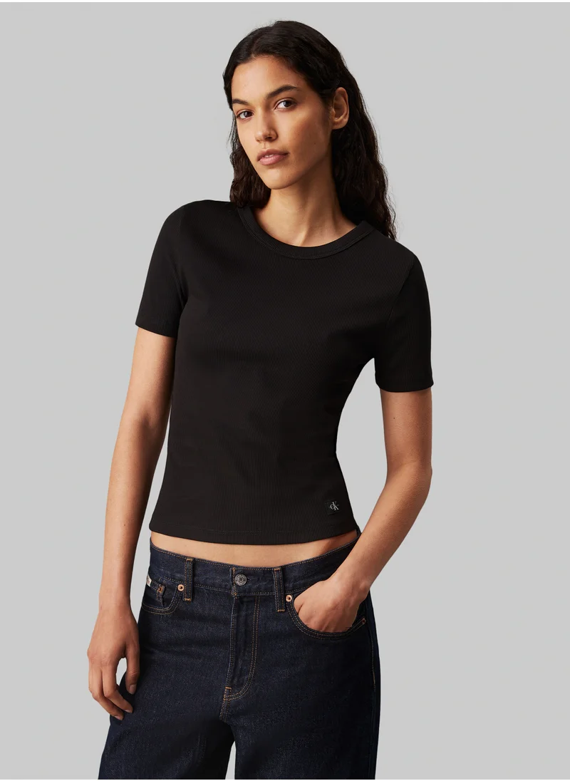 Calvin Klein Jeans Woven Label Rib Fitted Tee