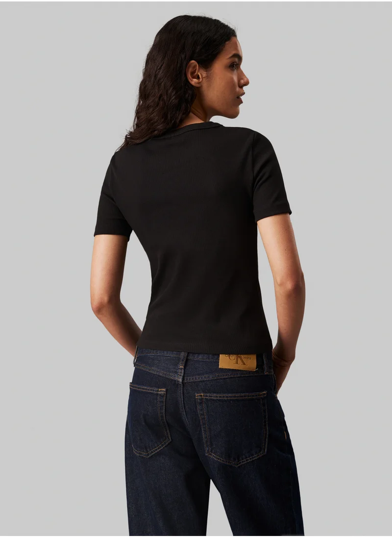 كالفن كلاين جينز Woven Label Rib Fitted Tee