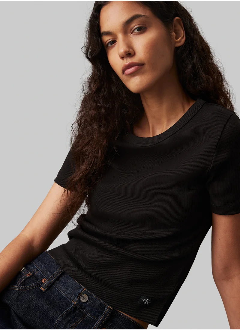 كالفن كلاين جينز Woven Label Rib Fitted Tee