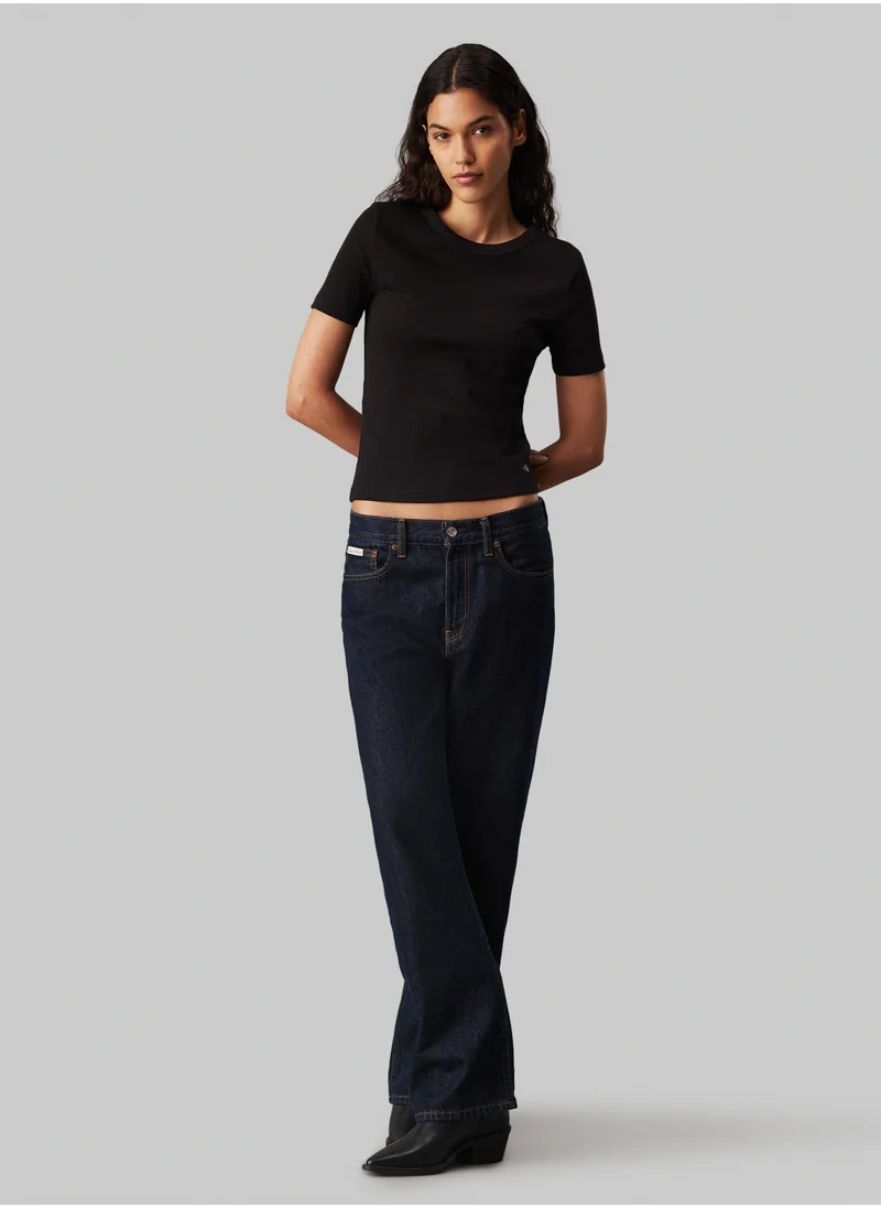 كالفن كلاين جينز Woven Label Rib Fitted Tee
