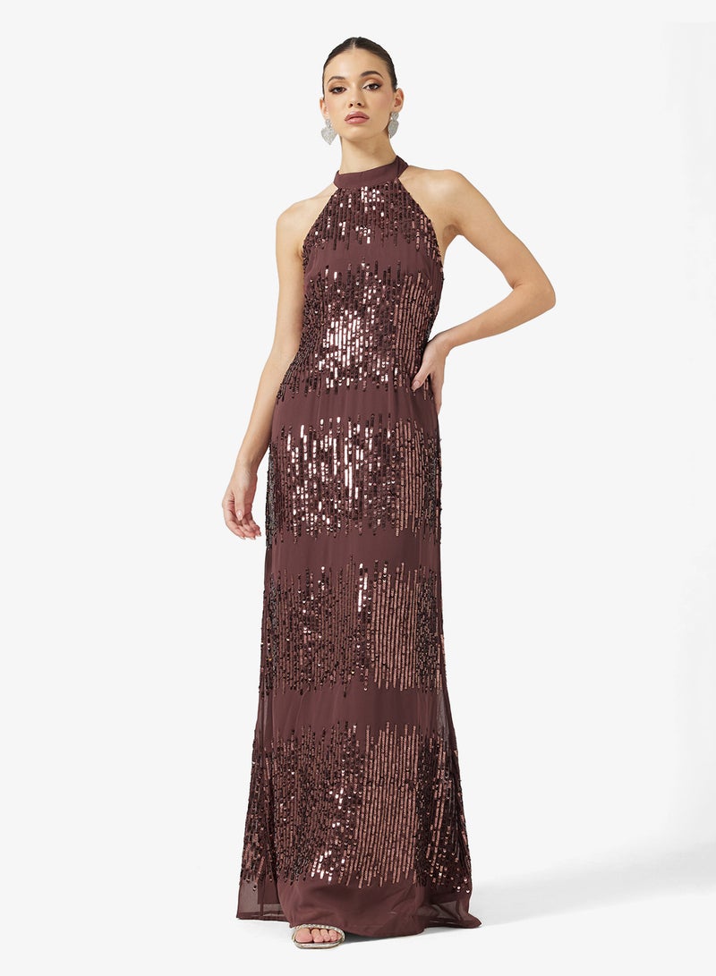Maya Embellished Halter Neck Maxi Dress - Image 4