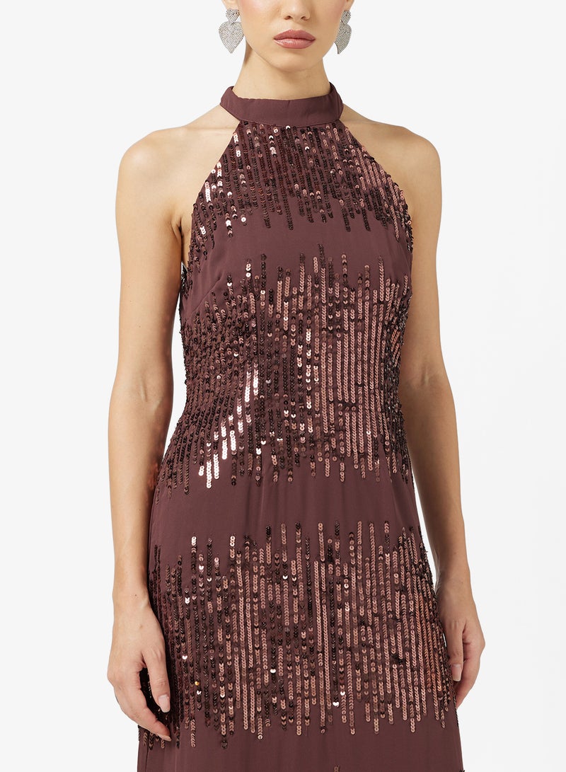 Maya Embellished Halter Neck Maxi Dress - Image 3