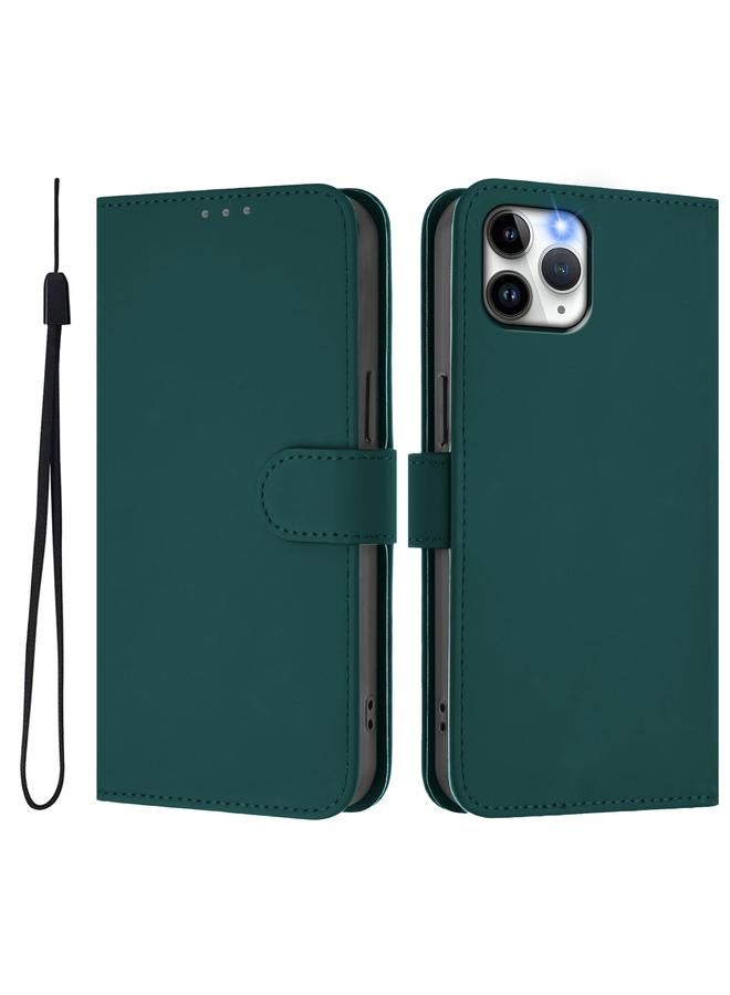 Zaboon Case For iPhone 11 Pro Skin Feel Solid Color Leather Phone Case with Lanyard - Image 2
