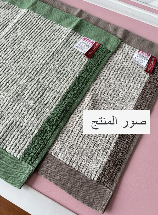 34*34 Cm Green-Bordered Absorbent Pure Cotton Hand Towel - Image 3