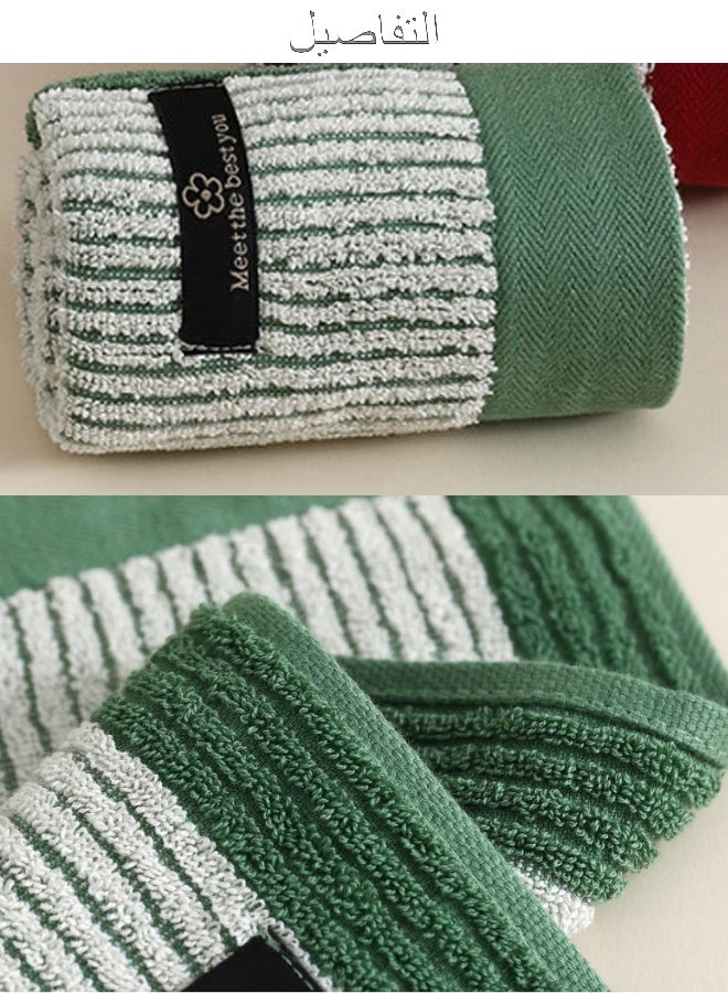 34*34 Cm Green-Bordered Absorbent Pure Cotton Hand Towel - Image 2