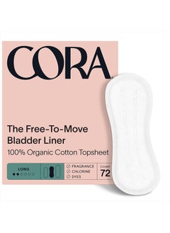 Ultra Thin Organic Bladder Liners | Incontinence & Postpartum Pads for Women | Panty Liners for Bladder Leaks | Breathable Cotton (72 Long Liners)