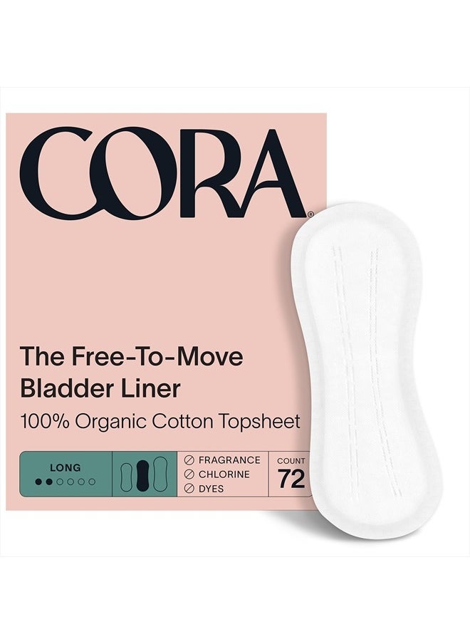 cora - Ultra Thin Organic Bladder Liners | Incontinence & Postpartum Pads for Women | Panty Liners for Bladder Leaks | Breathable Cotton (72 Long Liners) - Image 1