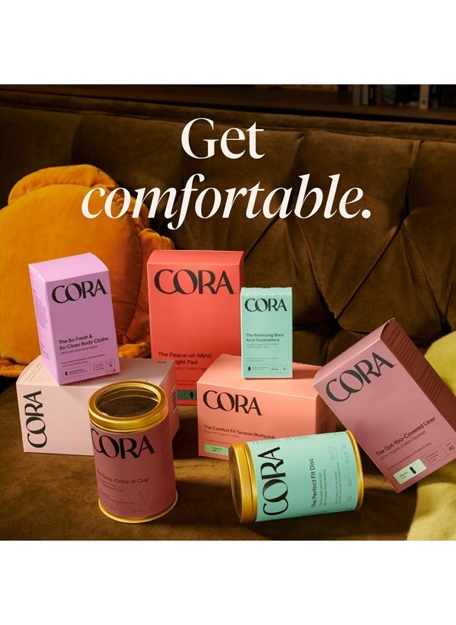cora - Ultra Thin Organic Bladder Liners | Incontinence & Postpartum Pads for Women | Panty Liners for Bladder Leaks | Breathable Cotton (72 Long Liners) - Image 1