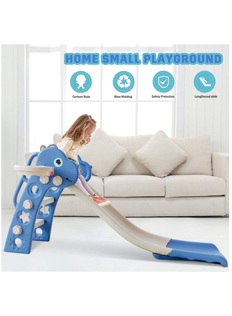 فول جوي زحليقة أطفال صغيرة 2 في 1 مع حلقة كرة سلة، زحليقة قابلة للطي للأطفال الصغار والأولاد والبنات والمتسلقين، ألعاب داخلية وخارجية - Image 2